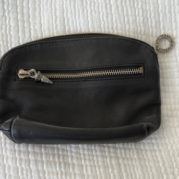 Lis Jenks- Black Leather Pouch with Zipper - Picture 1 of 2